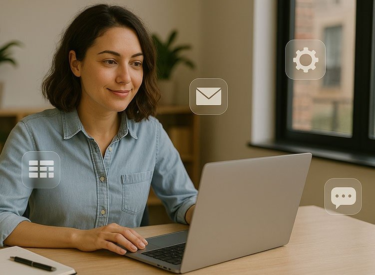 Mulher jovem empreendedora planejando Automações para pequenas empresas