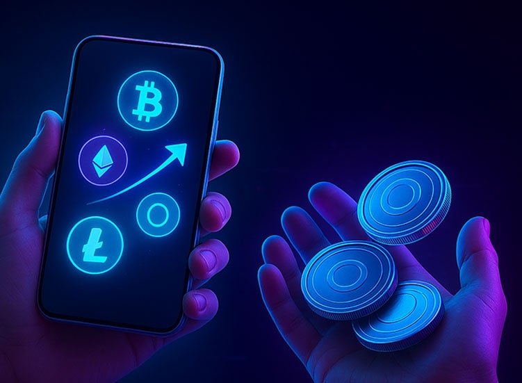 Smartphone representando Como investir em criptomoedas