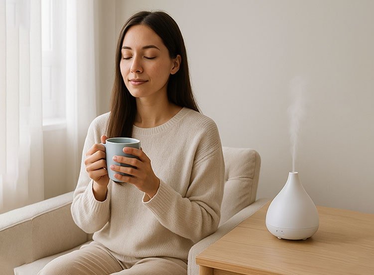 Mulher fazendo Pequenas pausas para relaxar