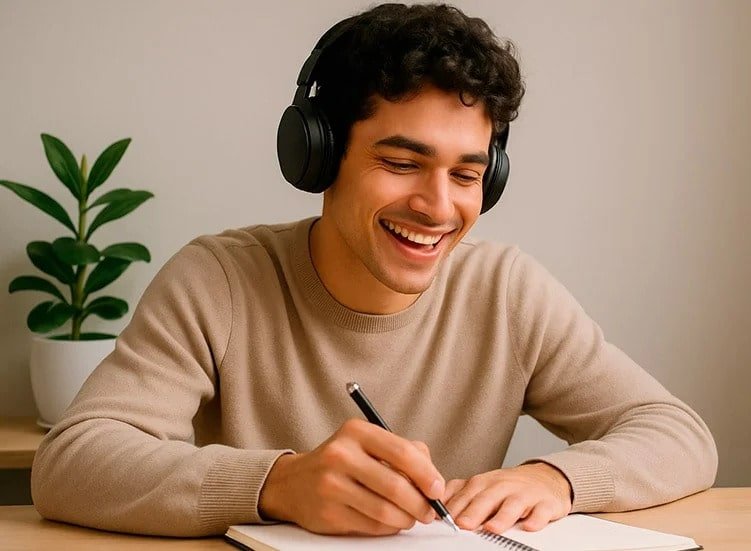 Happy young man because he discovered how to learn faster
