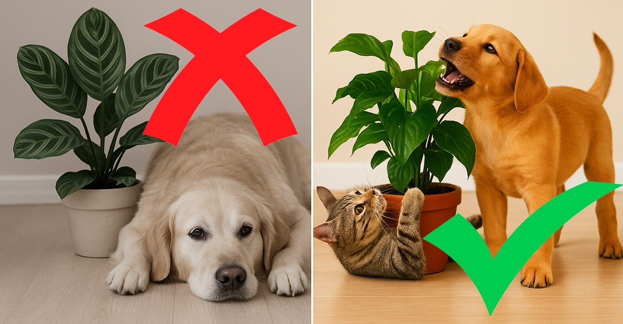 Comparação entre plantas tóxicas e plantas seguras para pets