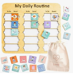 Routine chart to encourage independence in children at home.